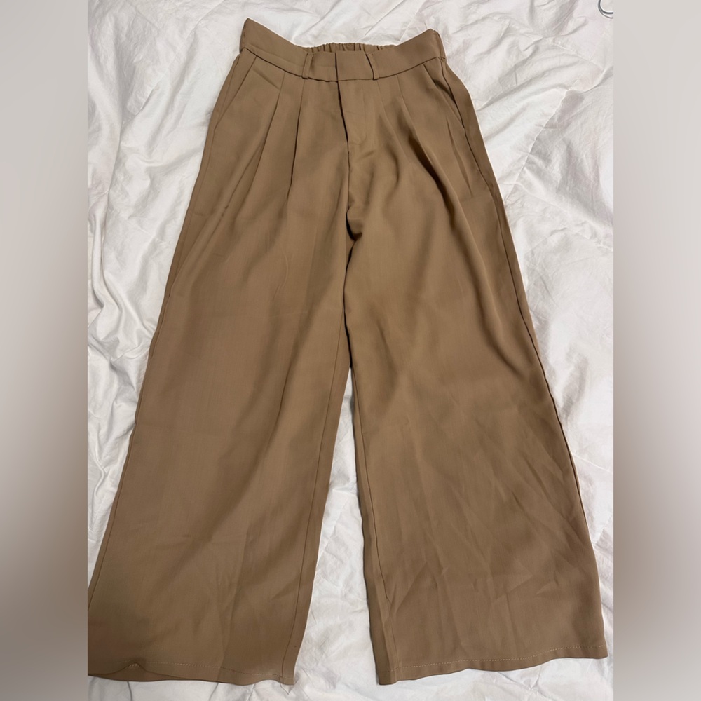 Wide-Leg Tan Trousers